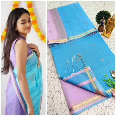 GATISHVAM TEXTILE Woven, Self Design Banarasi Art Silk Saree(Light Blue)