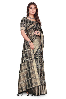 Aarunika MT Solid/Plain Bollywood Organza Saree(Black)