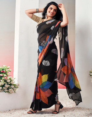 Rudra Fab Self Design Bollywood Georgette Saree(Multicolor)