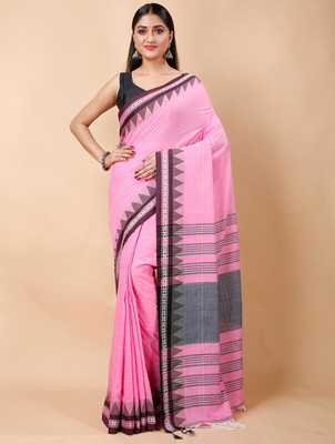 Mayaa Woven Handloom Cotton Blend Saree(Pink)