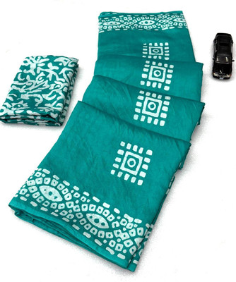 Shine Fashion Printed Daily Wear Pure Cotton Saree(Green)
