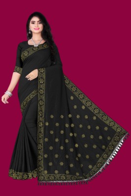 nevya creation Striped Maheshwari Chiffon, Satin Saree(Black)