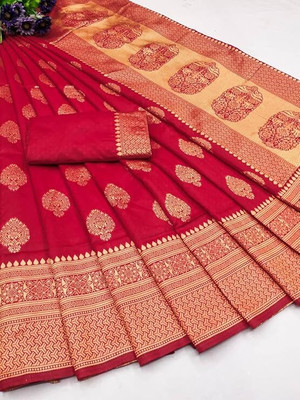 RUCHAA FASHION Woven Banarasi Art Silk Saree(Red)
