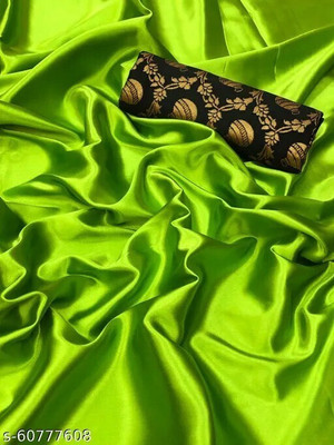 SHREEJI ENTERPRISE Solid/Plain Chanderi Satin Saree(Green)