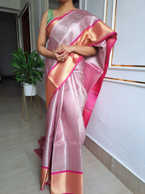 Munmun pradhan Self Design Bollywood Silk Blend Saree(Multicolor)