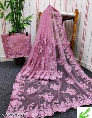 LUTAD FAB Embroidered Bollywood Net Saree(Magenta)