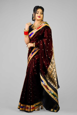 Sijileen Temple Border, Woven Sambalpuri Art Silk Saree(Maroon)