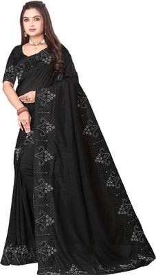 MAYRAAFASHION Embellished Bollywood Art Silk Saree(Black)