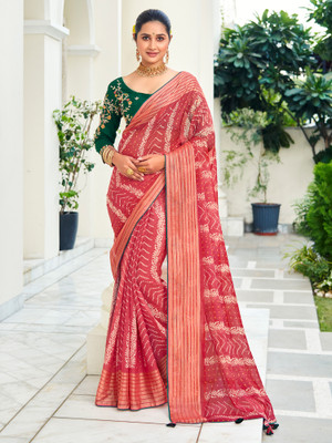 Sareemall Embellished Bollywood Chiffon Saree(Red)