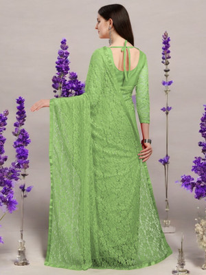 NEXA Self Design Bollywood Net Saree(Green)