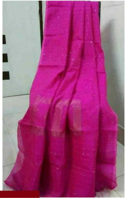 Balika bodhu Solid/Plain Handloom Cotton Silk Saree(Pink)