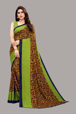 Priyashi Printed Daily Wear Georgette Saree(Light Green)