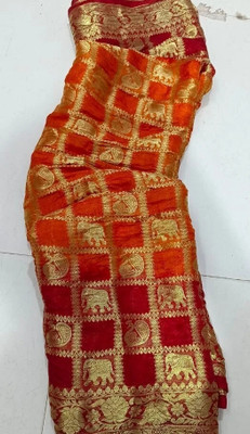 SONAM SAREES Self Design Banarasi Art Silk Saree(Orange)