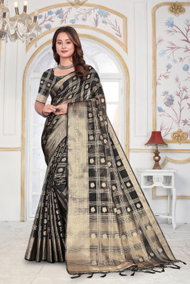 Aarunika fashion Printed Bollywood Organza Saree(Black)