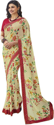 ROOP SUNDARI SAREES Printed Bollywood Georgette Saree(Beige)