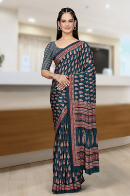 SHIV FASHION Embroidered, Solid/Plain Bollywood Crepe Saree(Dark Blue)