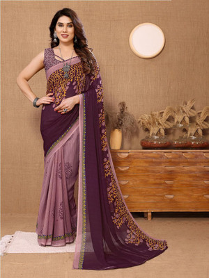 Moda Rapido Printed, Self Design Daily Wear Georgette Saree(Brown, Beige)
