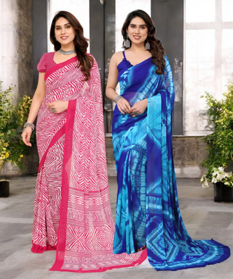Divastri Printed Bollywood Georgette Saree(Pack of 2, Multicolor)