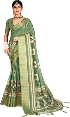 Akhilam Embroidered Bollywood Silk Blend Saree(Green)