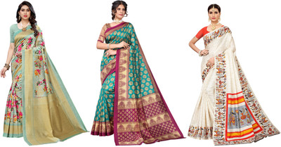 YASHIKA Printed Daily Wear Art Silk Saree(Pack of 3, Multicolor)
