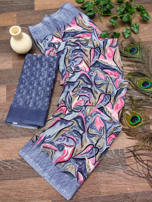 Anand Sarees Printed Daily Wear Georgette Saree(Grey, Pink)