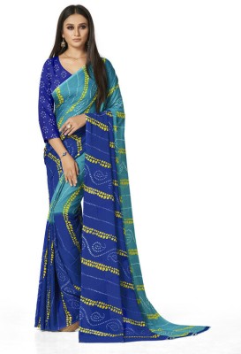SVB Sarees Printed Banarasi Georgette Saree(Blue)