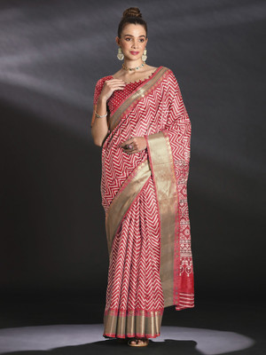 Tasrika Printed Chinnalapattu Art Silk Saree(Red)