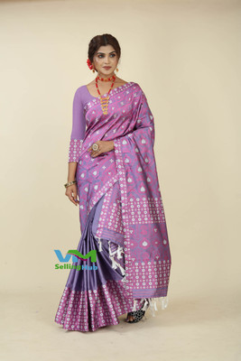 VIHA CREATION Woven Mekhela Chador Polyester Saree(Purple)
