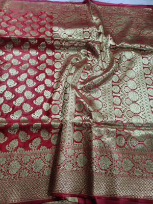 NISA silk creation Embellished Banarasi Silk Blend Saree(Red)