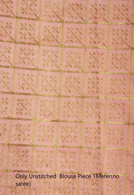 Shantuba textiles Embroidered Banarasi Silk Blend Saree(Pink)