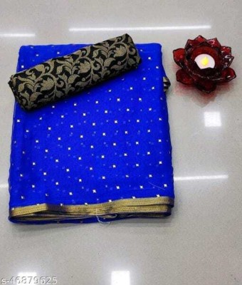 Triveni Fab Polka Print Daily Wear Chiffon Saree(Blue)