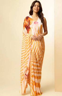 STAVA CREATION Printed Bollywood Pure Silk Saree(Orange)