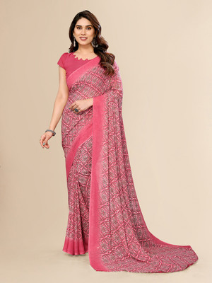 Anand Sarees Printed Daily Wear Georgette Saree(Pink)