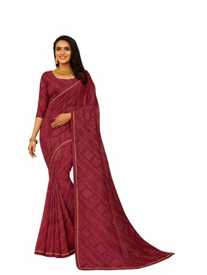 GSCMSTOREX Printed Daily Wear Silk Blend Saree(Pink)