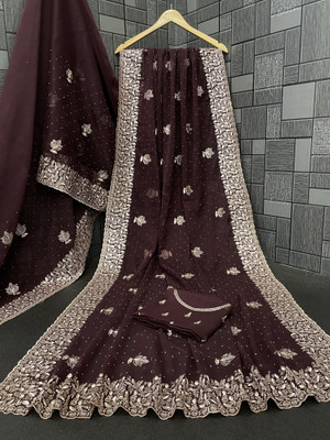 greeva enterprise Embellished Bollywood Organza Saree(Light Green)