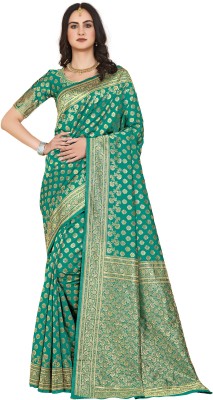 Sariya Woven Banarasi Jacquard, Pure Silk Saree(Light Green)