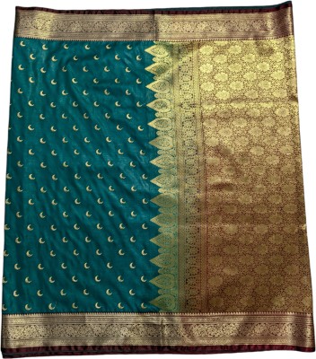 satrangi creation Embroidered Banarasi Handloom Jacquard Saree(Blue)