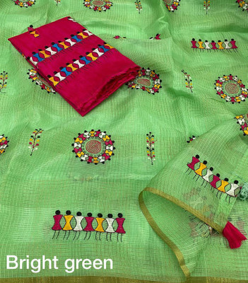 Dhanlaxmi CreationLLP Self Design Kota Doria Cotton Linen Saree(Light Green)