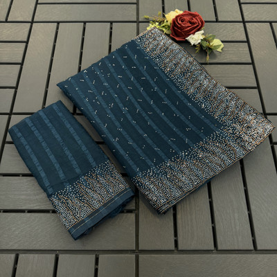 ZOYAL ENTERPRISE Embellished Bollywood Georgette Saree(Dark Blue)