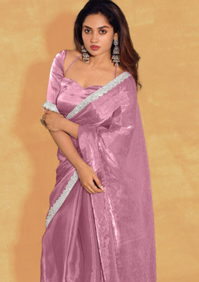 BRAHMSHAKTI Embellished Bollywood Silk Blend Saree(Pink)