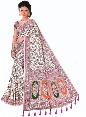 Skandas Trendz Printed Kalamkari Georgette Saree(Multicolor)