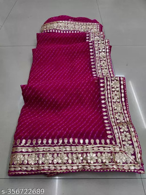 LAKHADATARI PRINTS Printed Leheria Georgette Saree(Pink)