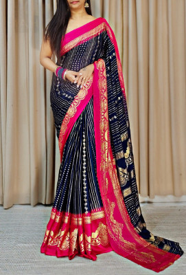 radhe creation Embellished Bollywood Chiffon, Georgette Saree(Blue, Pink)