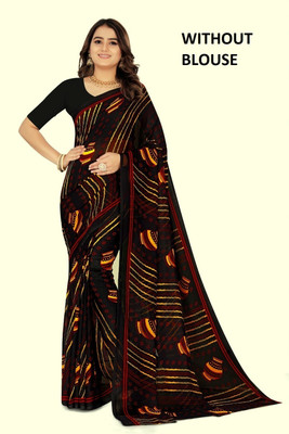 RUNAYA NX Digital Print Chanderi Georgette Saree(Black)