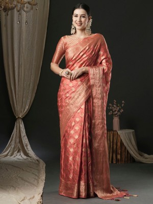 ANOUK Woven Banarasi Satin Saree(Orange)