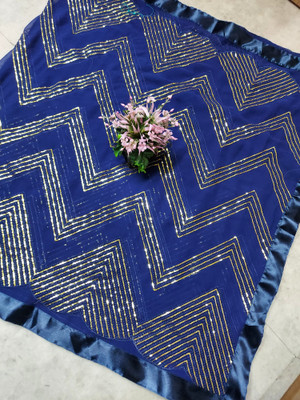 Chandan Fabrics Embroidered Bollywood Georgette Saree(Dark Blue)