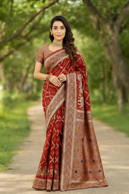VKARAN Woven Kanjivaram Art Silk Saree(Maroon)