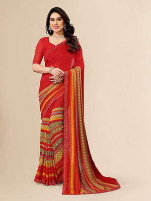 Moda Rapido Embellished, Printed, Self Design Bollywood Georgette Saree(Red)