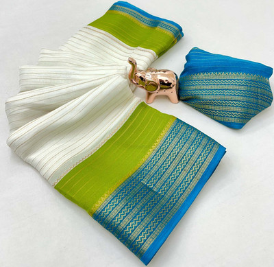 Ruhabs Woven Bollywood Silk Blend Saree(Green)