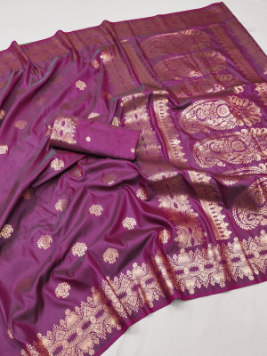 Bansari Textiles Woven Banarasi Jacquard, Silk Blend Saree(Pink)